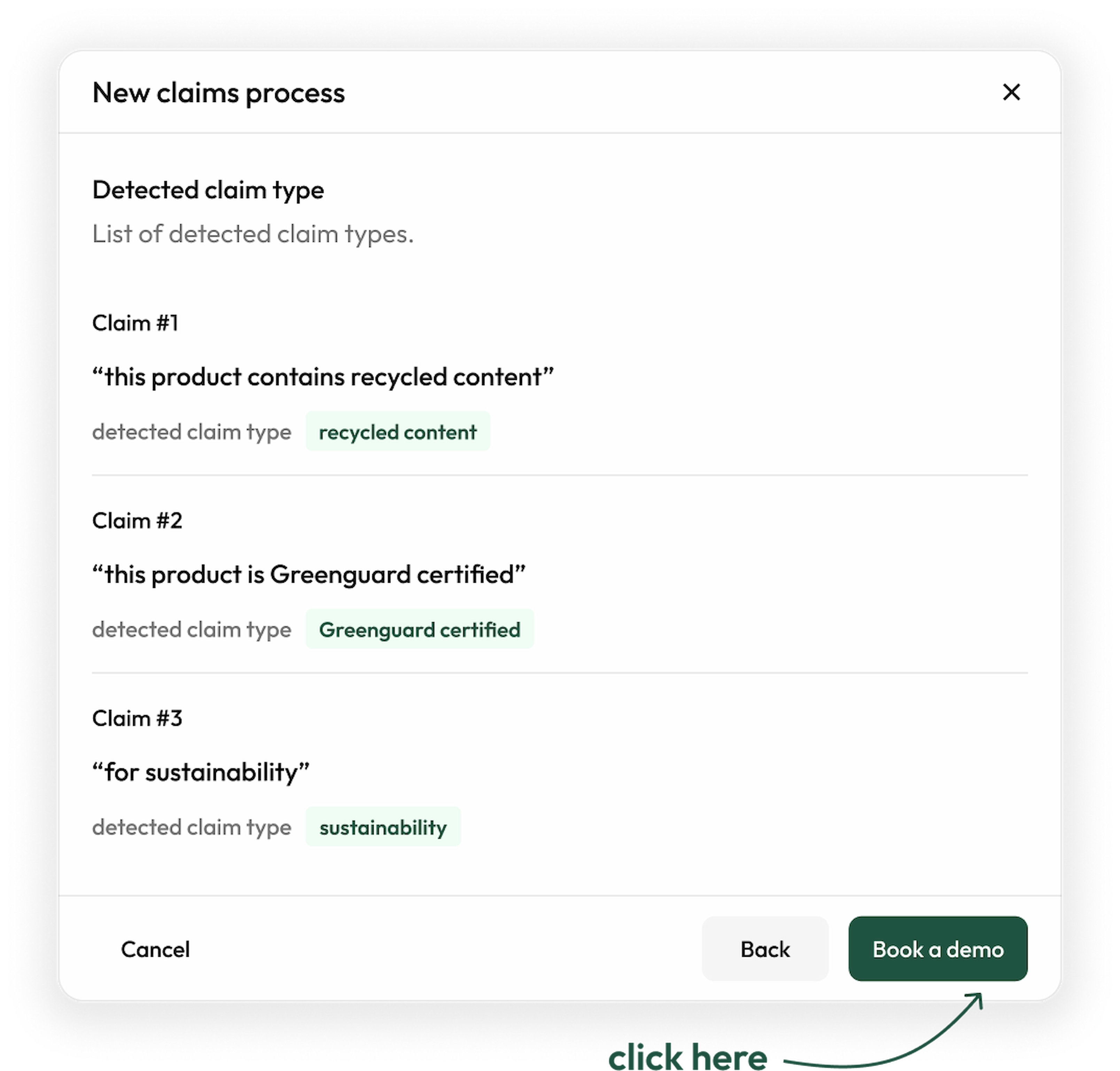 Greencheq request a demo - step 4